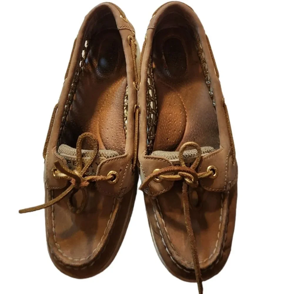 Sperry Top Siders Shoes Beige Gold Womens Size 7M